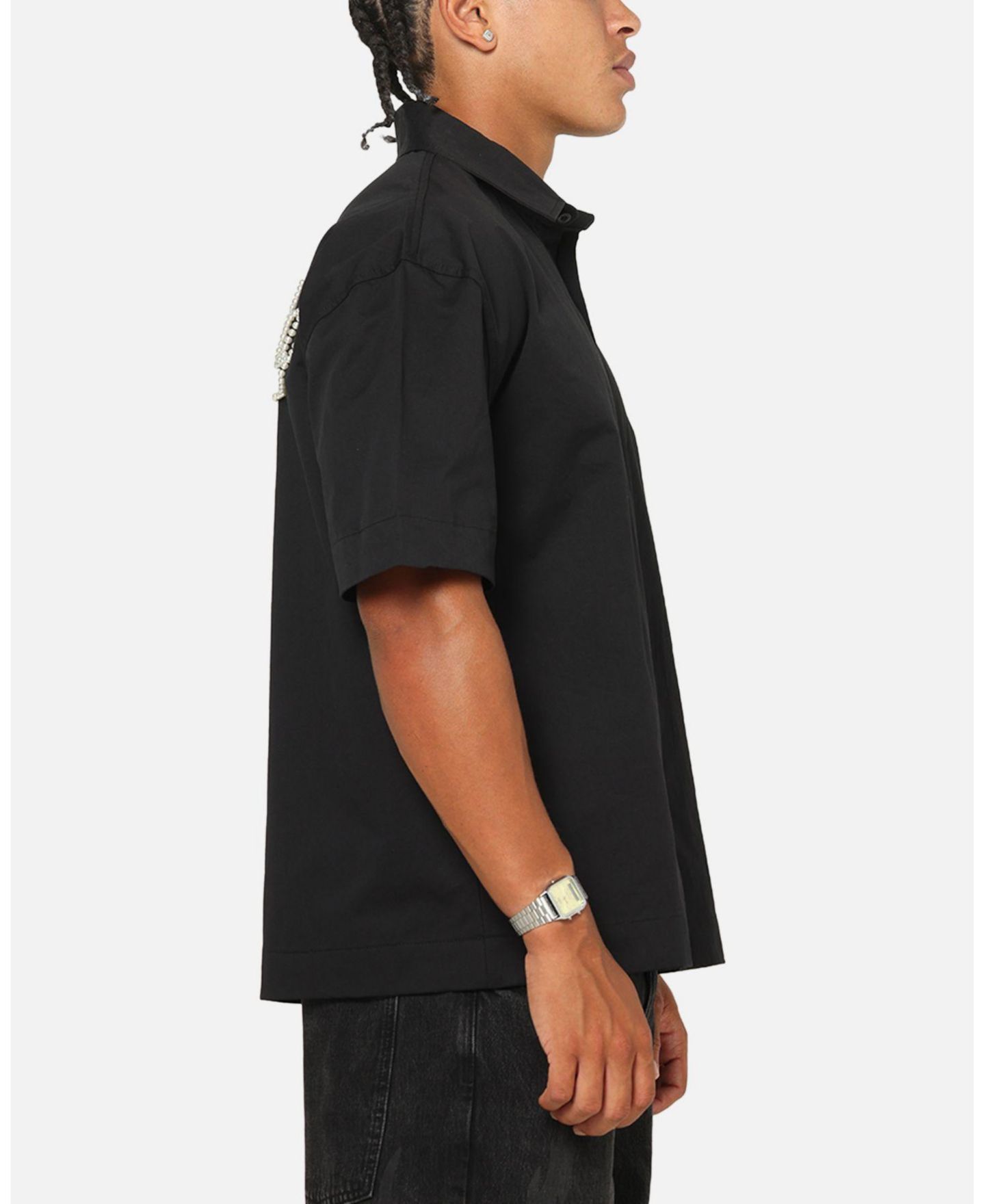 Мужская рубашка SAINT MORTA Pearl Script Button Up, цвет: Чёрный — фото 5