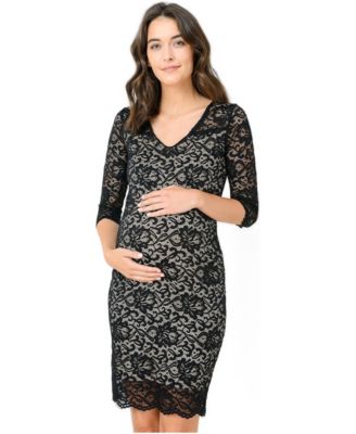Women's Bodycon Floral Lace Dress with 3/4 Sleeves