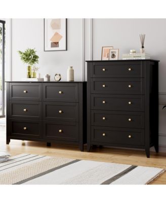 5-Drawer Modern Dresser, Anti-tip Stable MDF Storage Chest for Bedroom Living Room Home Organization