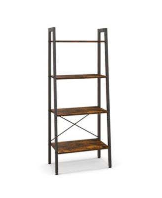 4-Tier Industrial Bookshelf Metal Frame Storage Shelf Adjustable Feet