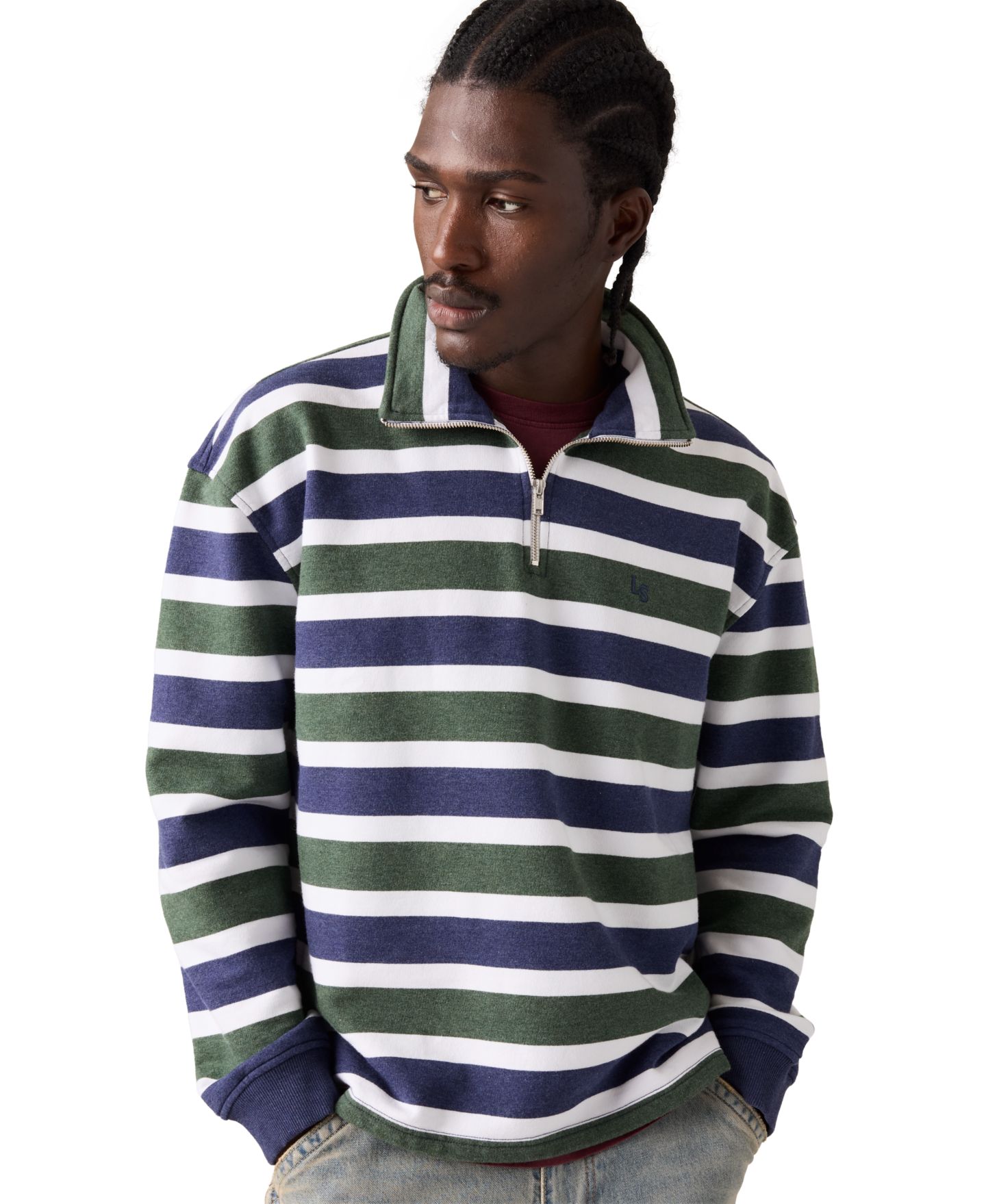 Мужской свитер Levi's Cameron Quarter-Zip, цвет: Зелёный — фото 3