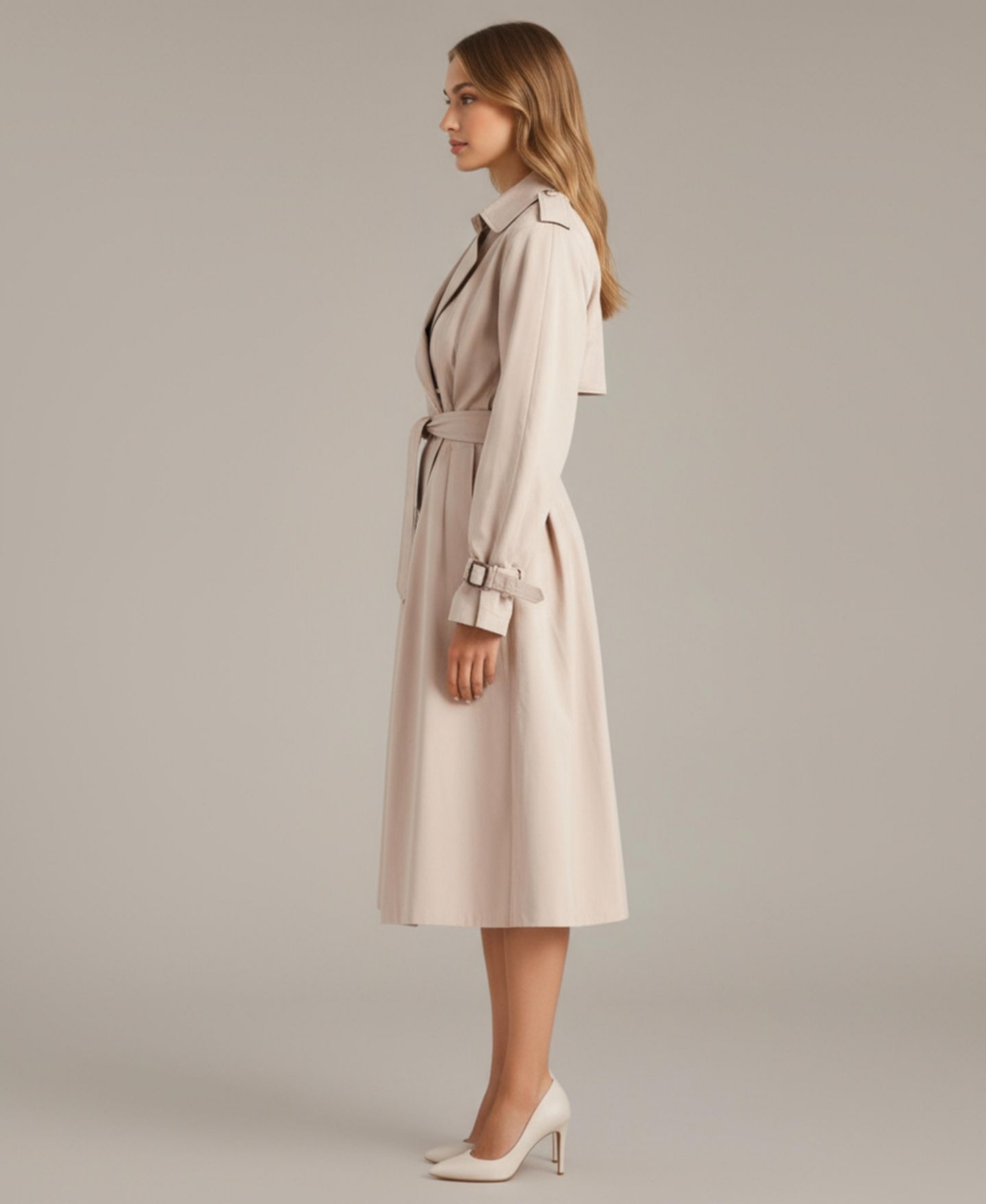 Женское пальто Modenaire Octavia Double-Breasted Belted Trench, цвет: Бежевый — фото 3