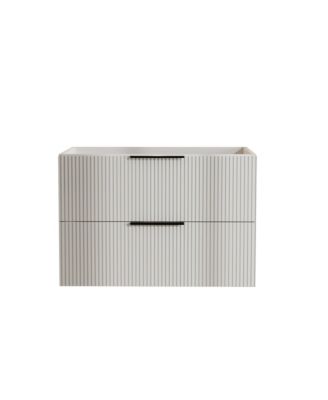 30 Inch Modern Fluted Bathroom Vanity   Wall Mounted Floating Cabinet Sink Stylish Space Saving Bathroom Furniture for Home Apartment