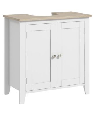   Pedestal Sink Cabinet Multipurpose Under Sink Storage Cabinet with U Shape Design and Adjustable Shelf