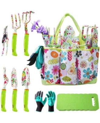 Garden Tool Set Heavy Duty Kit Gloves Kneeling Pad Pruner Trowel Rake Weeder Transplanter