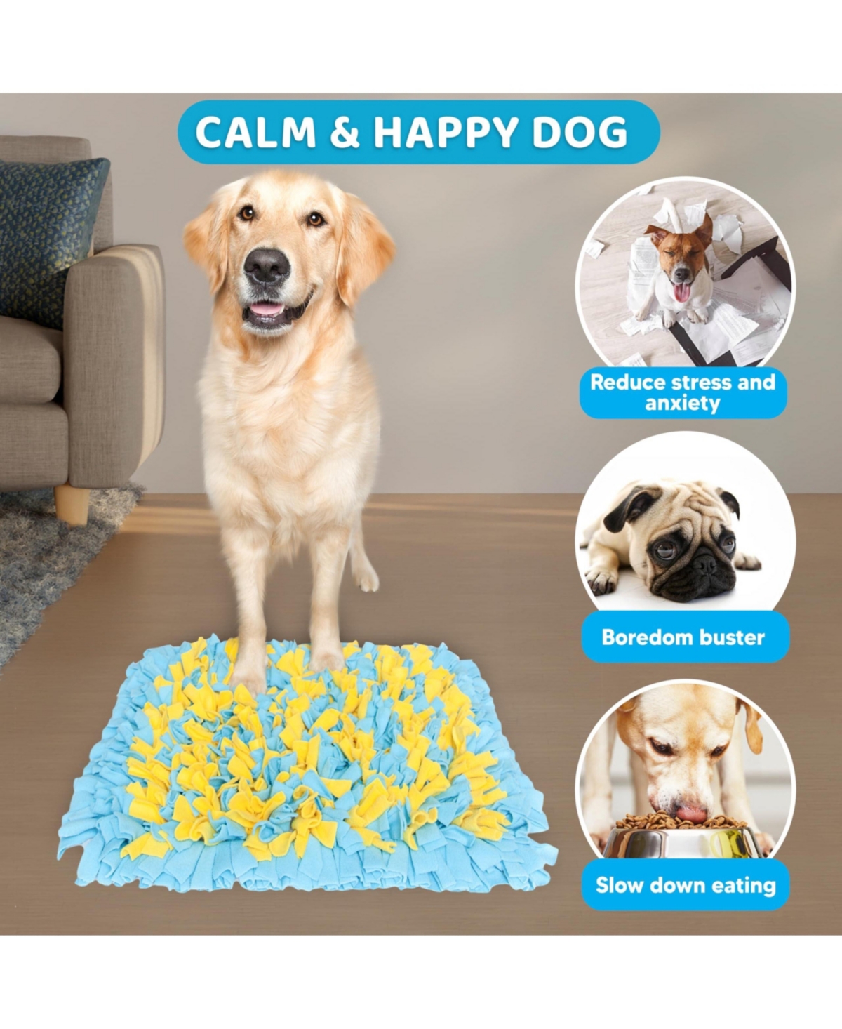 Aronkl Large Breed Dog Slow Feeder Sniff Mat Interactive Enrichment Toy