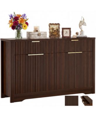 55" Wood Modern Sideboard Buffet Cabinet with Door and Storage Drawers