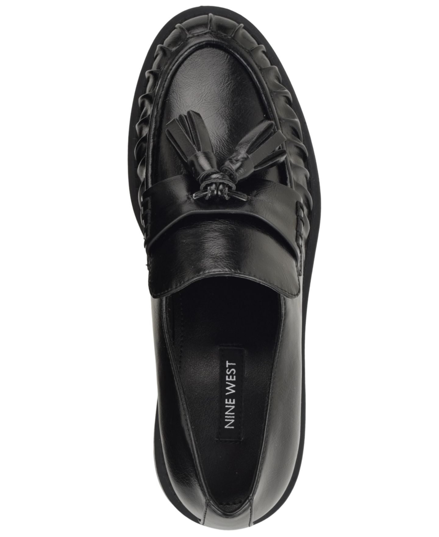 Женские туфли Nine West Gersen Tassels Pleated, цвет: Чёрный лаковый — фото 4