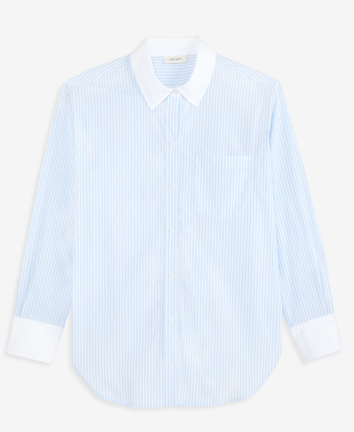 Женская рубашка On 34th Oversized Contrast-Collar Striped Poplin, цвет: Бриллиантовый синий комбинированный — фото 5
