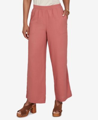 Petite Lace Trim Lightweight Pull-On Pants