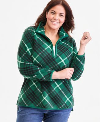 Plus Size Plaid Polar Fleece Quarter Zip Sweatshirt