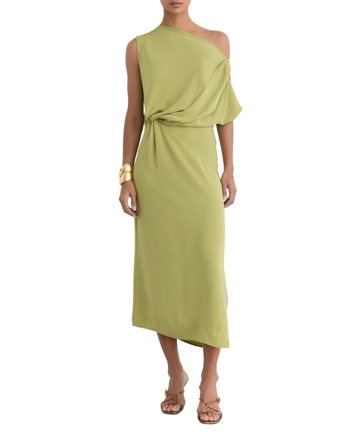 Women's Beth Asymmetric Tuck Detail Midi Dress