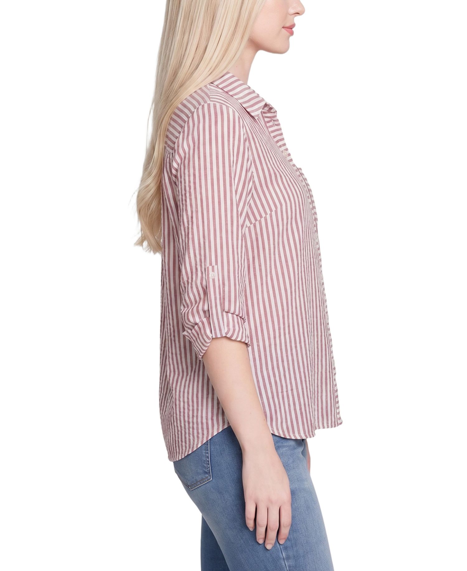 Petite 3/4-Sleeve Roll Tab Blouse