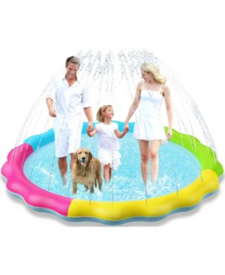75"Splash Pad Sprinkler Play Mat Outdoor Inflatable Pool Dog Nonslip