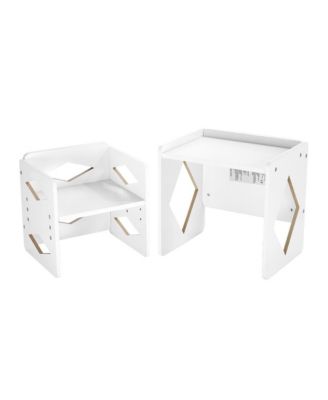 Montessori Weaning Table and Chair Set, 3-Level Adjustable MDF Toddler Activity Table with Handles