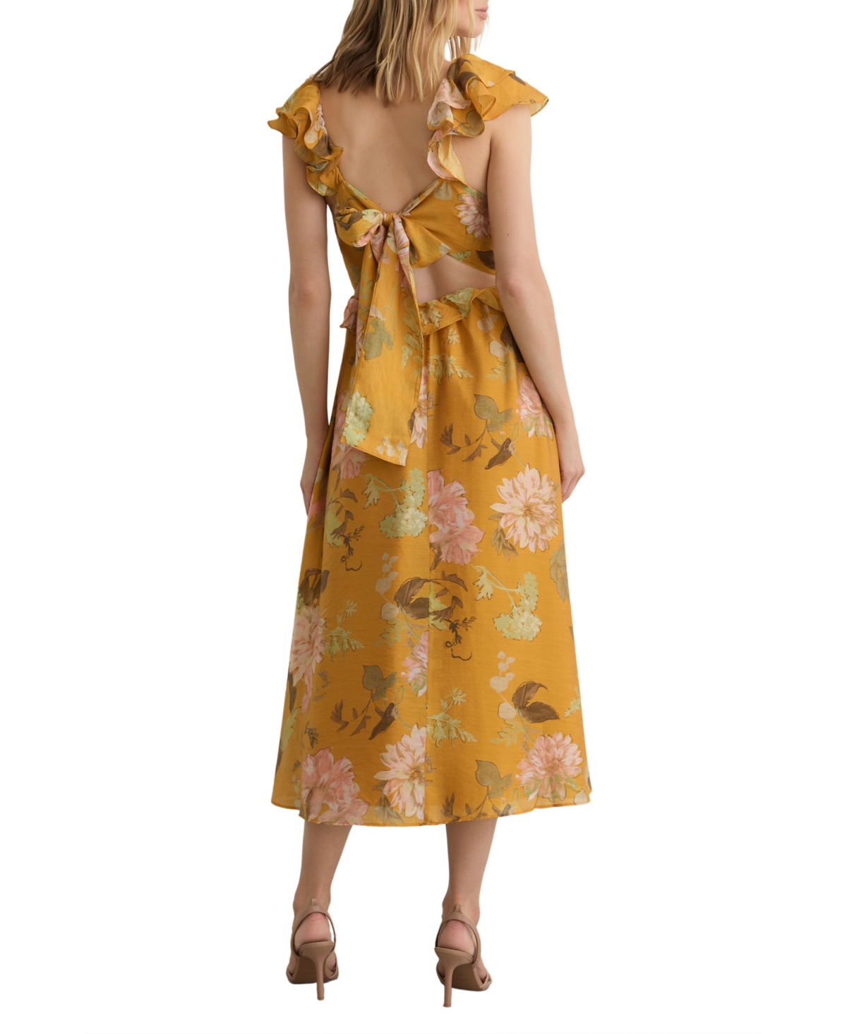 Reiss Women's Floral-Print Frill-Trim Midi Dress