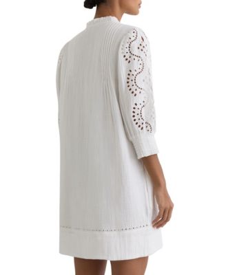 embroidered cheesecloth short dress Buy White Relaxed Fit Embroidered Cheesecloth Revere Collar Short Sleeve  Shirt from Next USA