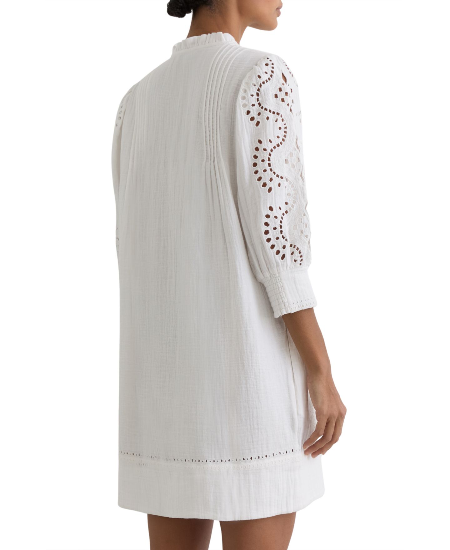 Женское платье REISS Cotton Cheesecloth Broderie Mini, цвет: Слоновая кость — фото 2
