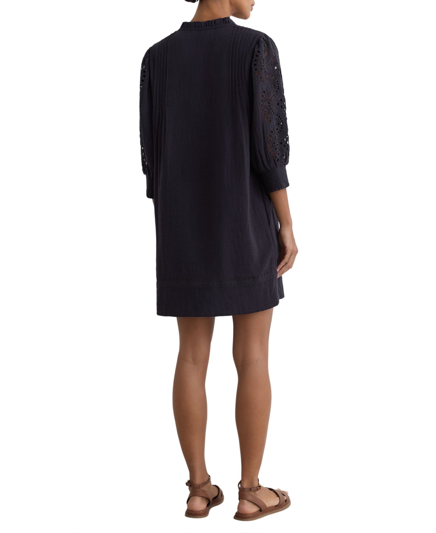 Women's Cotton Cheesecloth Broderie Mini Dress