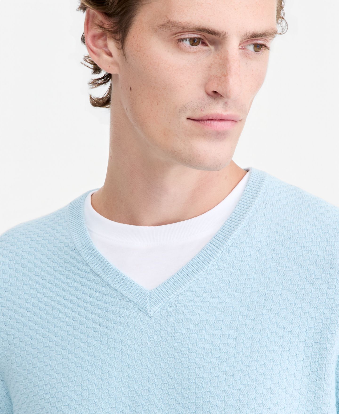 Мужской свитер Alfani V-Neck Merino-Blend, цвет: Синий — фото 4