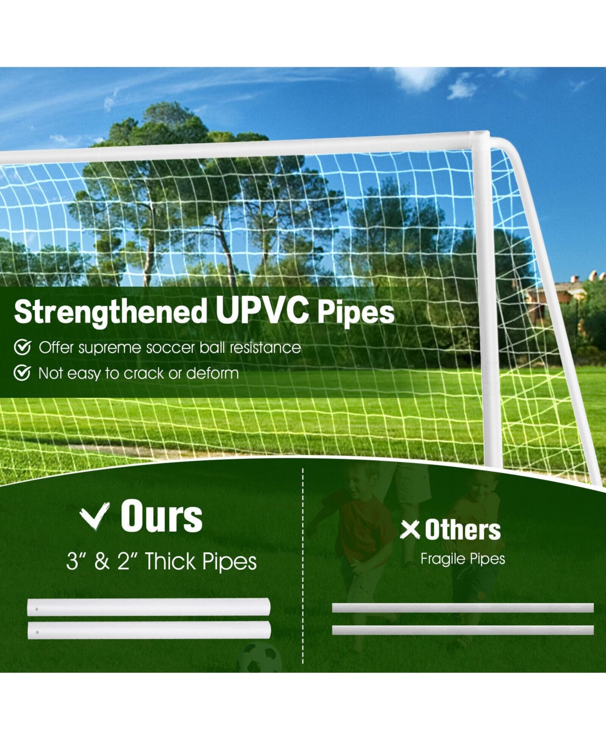 Mecale Backyard Soccer Goal with Pvc Frame and High-Strength Net