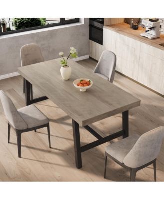 Rectangular Dining Table for Industrial Kitchen Table with Metal Frame, Space-Saving Table for Dining or Work