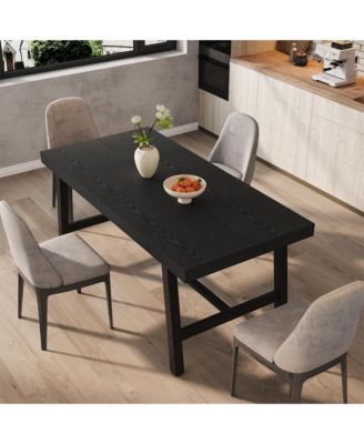 Rectangular Dining Table for Industrial Kitchen Table with Metal Frame, Space-Saving Table for Dining or Work
