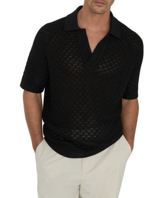 Men's Raffarty Open Collar Stitch Detail Polo Shirt