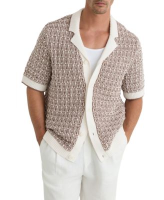 Men's Penn Button Through Jacquard Textured Shirt