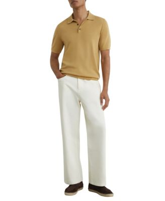 Men's Manor Half Button Merino Wool Polo Shirt