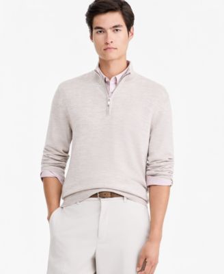 Men's Merino Wool Quarter-Zip Mock-Neck Sweater