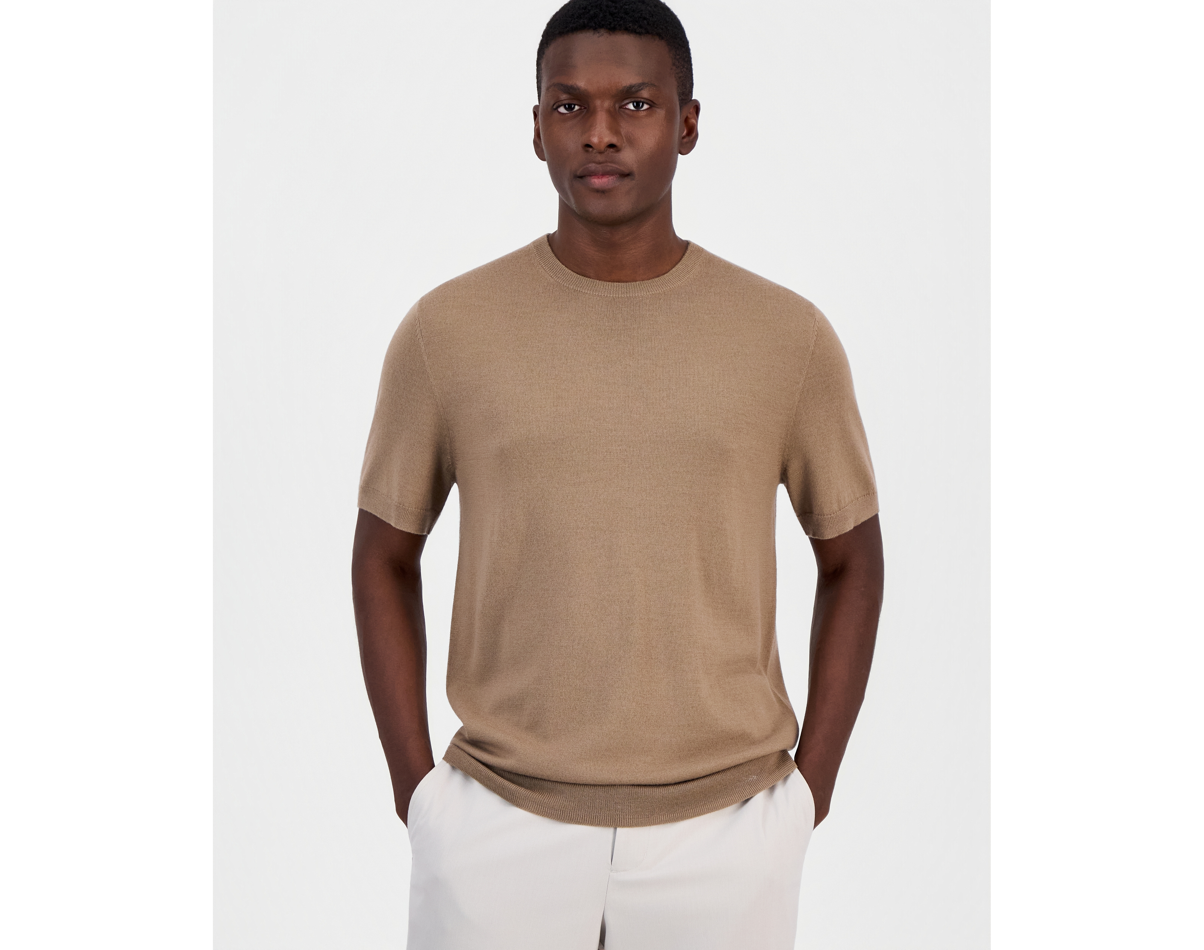 Alfani Men's Novelty Merino Wool-Blend Sweater T-Shirt, Macy's Exclusive