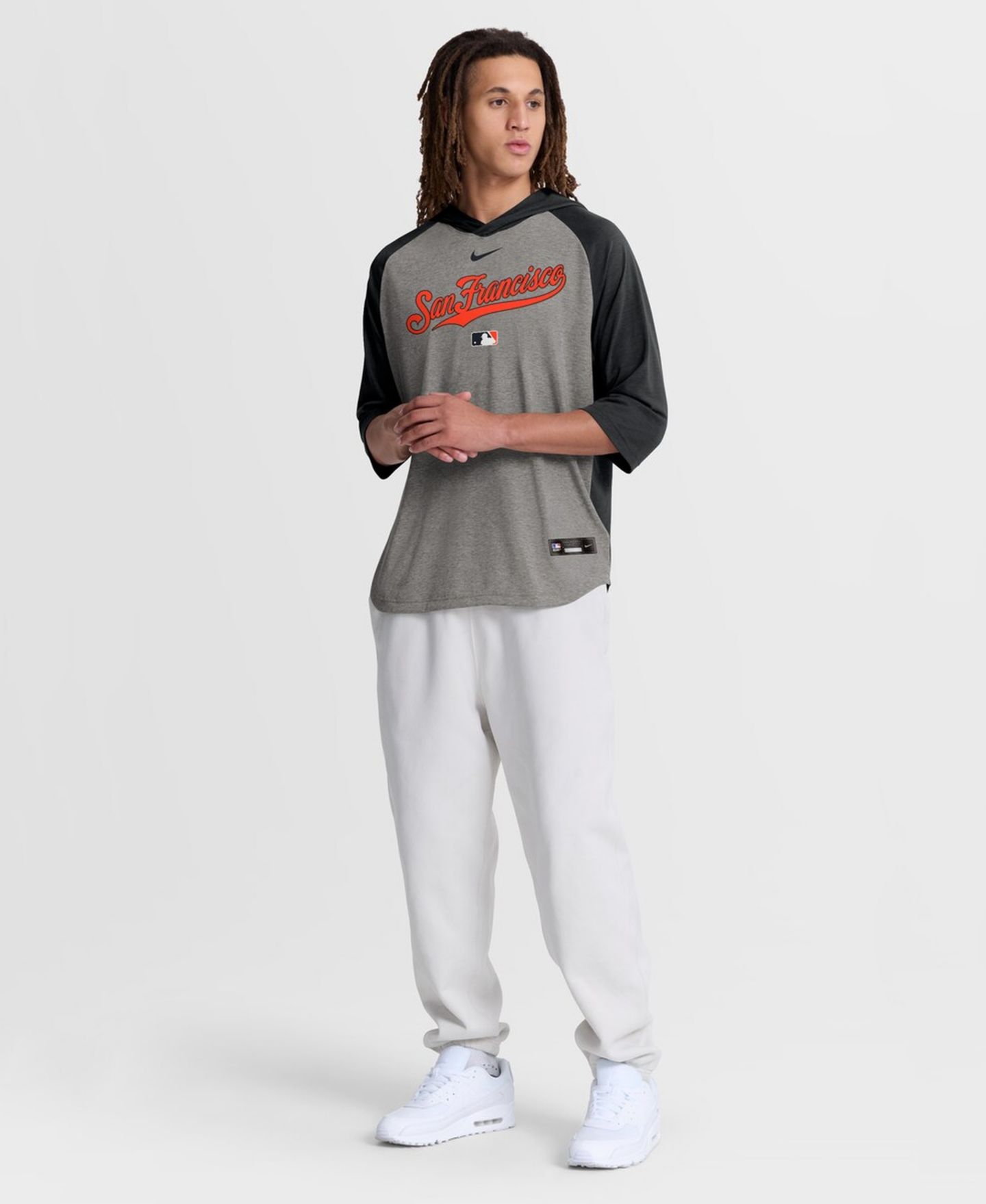Мужская футболка Nike Black San Francisco Giants Authentic Collection Flux Dri-FIT Raglan 3/4-Sleeve Hooded — фото 4