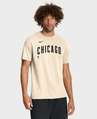 Men's Natural Chicago Cubs Wordmark Tri-Blend T-Shirt