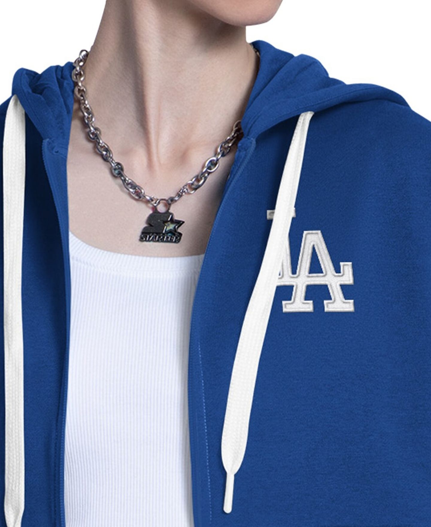 Женское худи Starter Royal/Heather Gray Los Angeles Dodgers Wishbone Full-Zip — фото 3