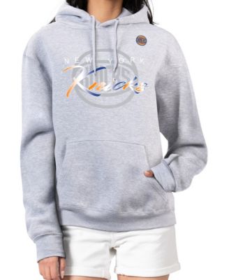 Women's Gray New York Knicks Shadow Logo Tri-Blend Fleece Hoodie