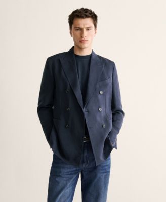 Men's Slim Fit Double-Breasted Suit Blazer