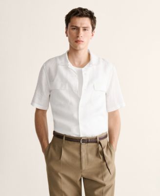 Men's Linen Bowling-Collar Shirt