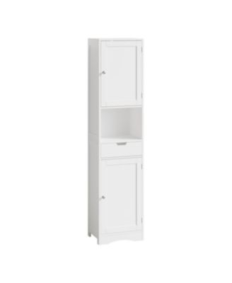 67" Tall Bathroom Cabinet with 2 Doors and 1 Drawer, Narrow Bathroom Storage Cabinets with Adjustable Shelves, Bathroom Floor Organizer