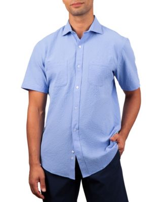 Men's Solid Seersucker Short Sleeve Shirt