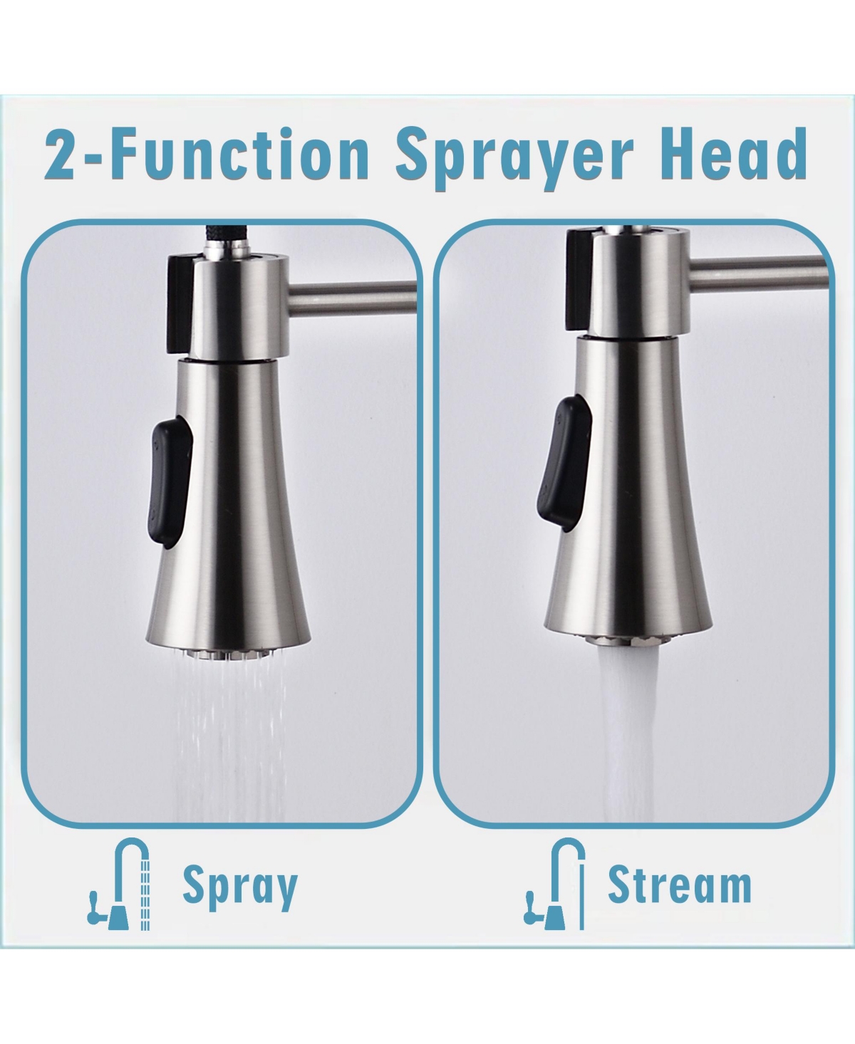 Phying Brushed Nickel Single Handle Commercial Modern Spring High Arc Kitchen Faucet Water Filter System Bends as You Want