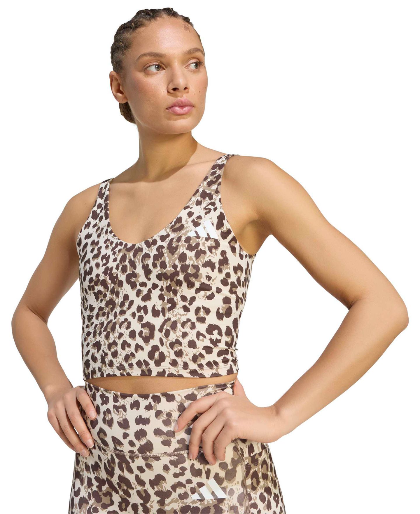 Женский топ adidas Workout Essentials Leopard Print Training, цвет: Льняной / Хаки — фото 3