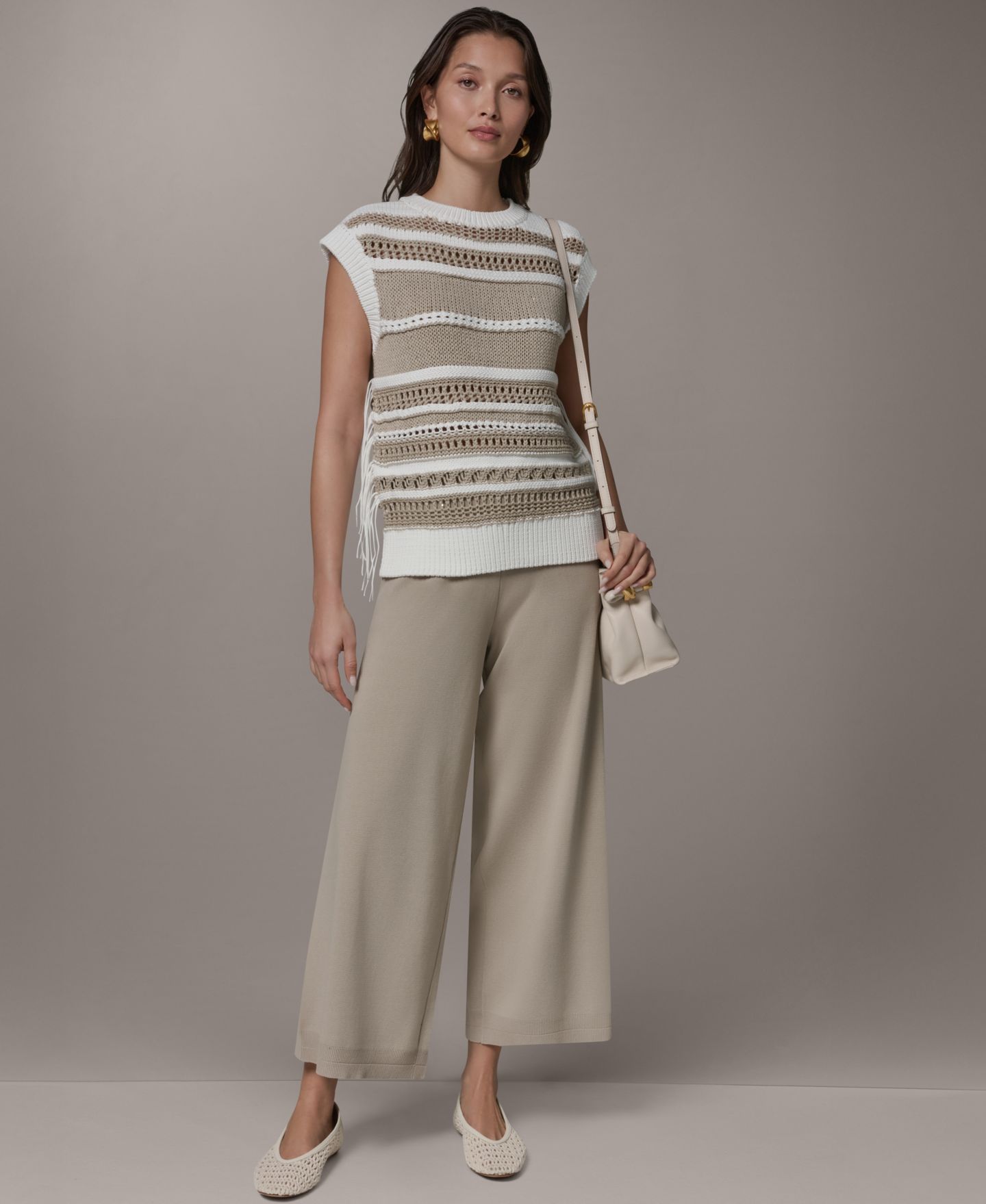 Женский свитер Donna Karan Weekend Sleeveless Crewneck, цвет: Кремовый / Песчаниковый — фото 6