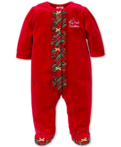 Little Me Baby Holiday Plaid Footed Pajamas