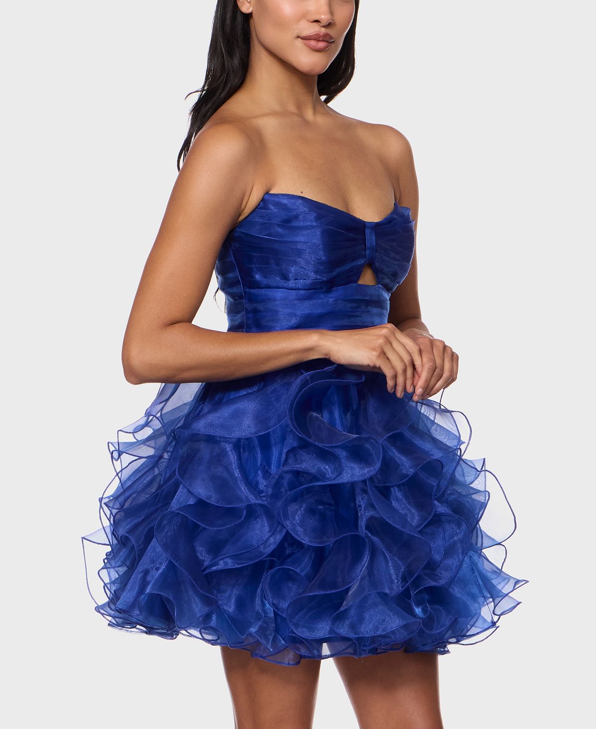 Alex & Sophia Juniors' Strapless Sweetheart Neck Organza Dress view 3 — MAYCSS fashion products