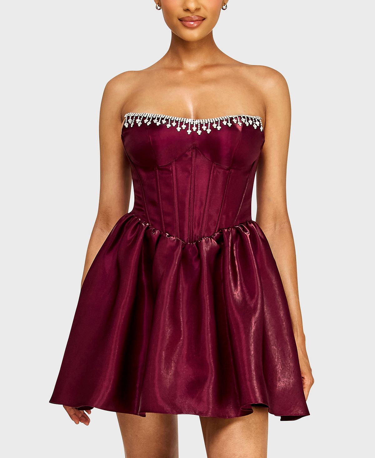 Alex & Sophia Juniors' Strapless Corset Bodice Mikado Dress view 4 — MAYCSS fashion products