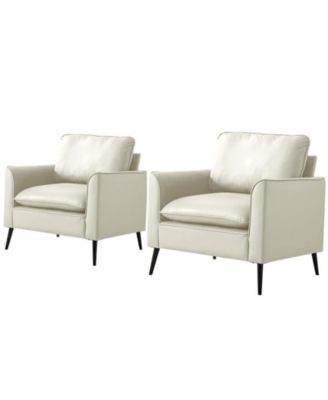Leather Upholstered Sofa Chair Set of 2