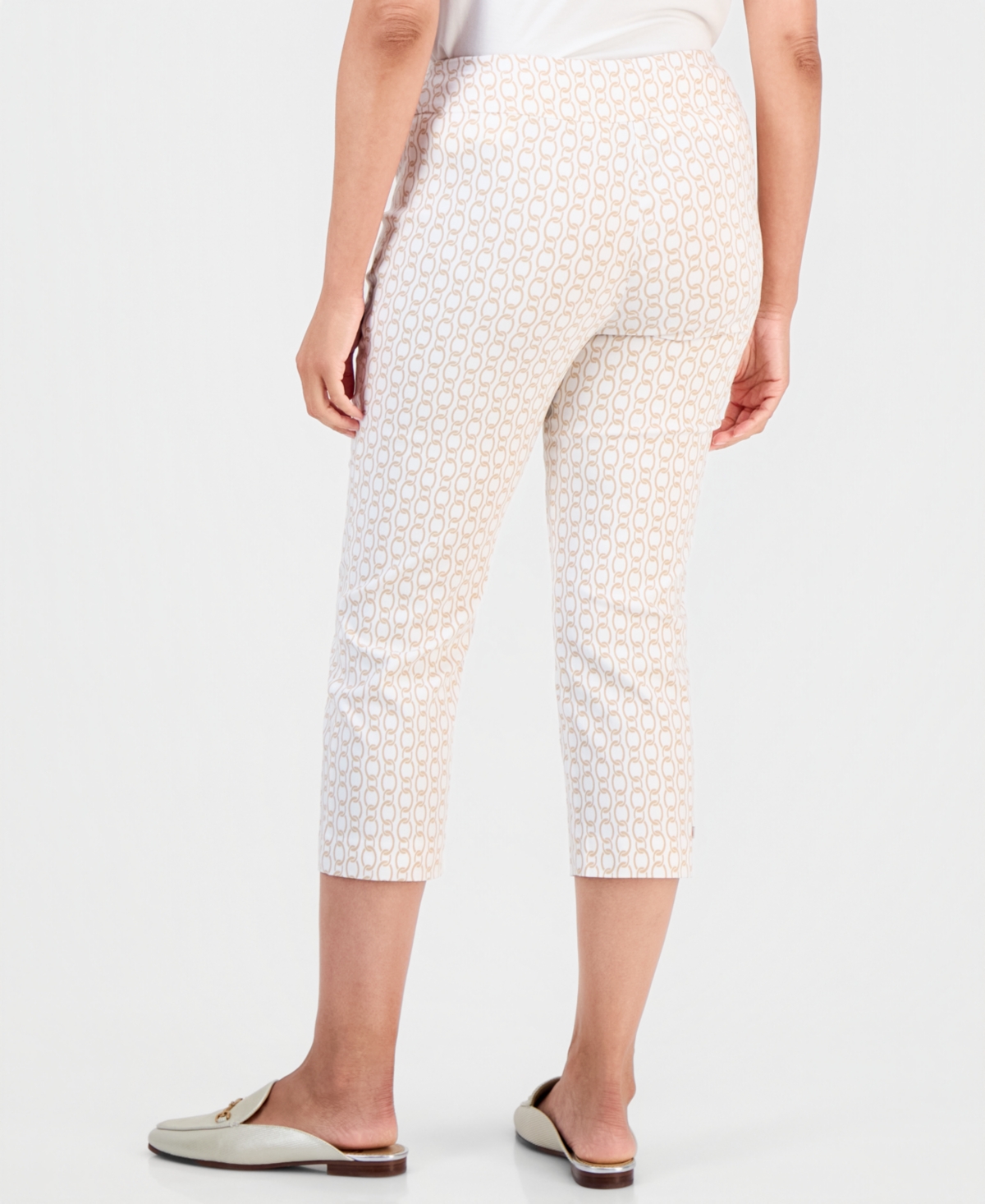 Jm Collection Women's Chain Rivet Capri Pull-On Mid-Rise Geometric Pants, Macy's Exclusive