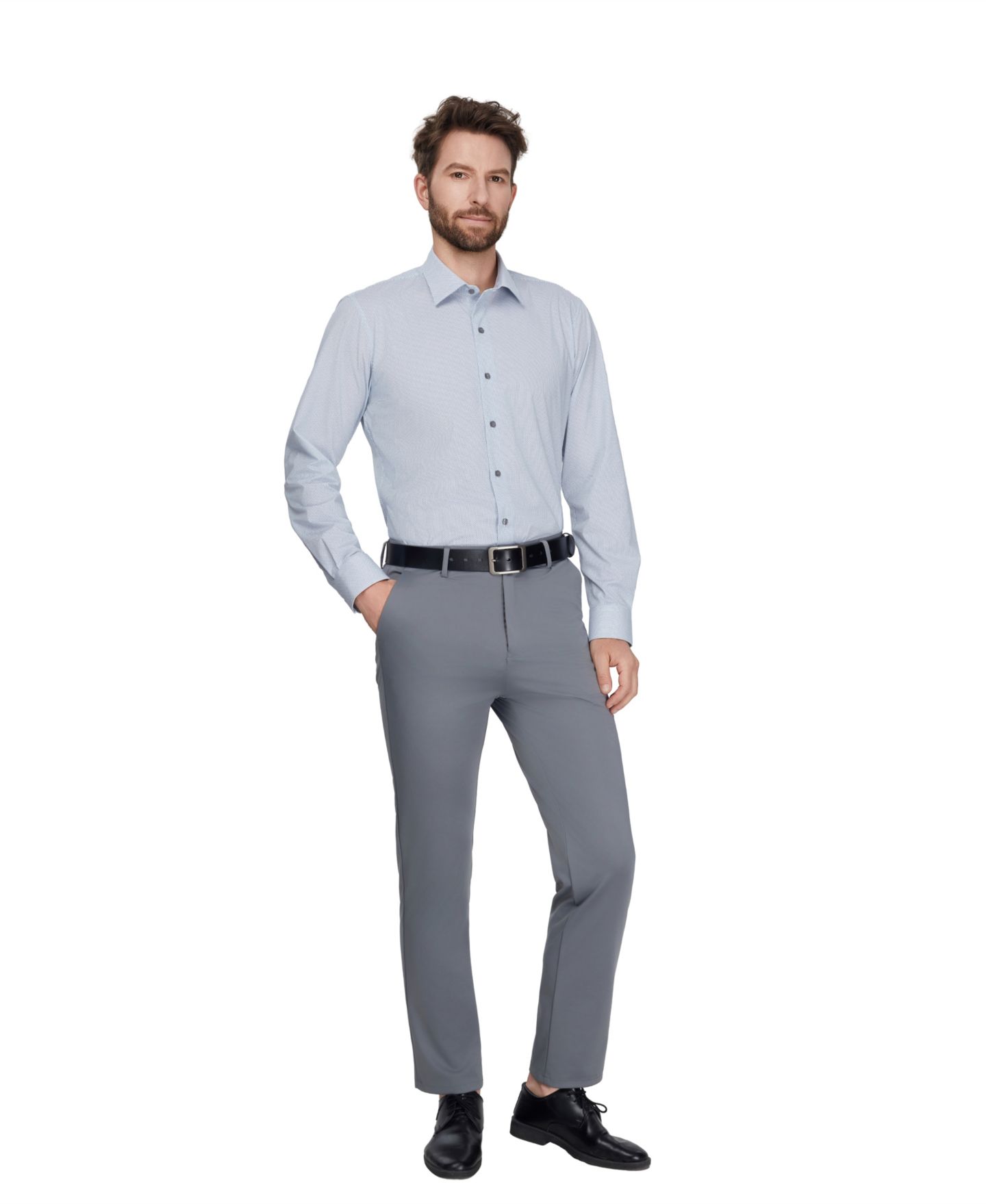Мужская рубашка Alfani Slim-Fit Spread Collar Dress Shirt, цвет: Синий — фото 2