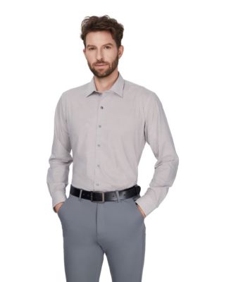 Men's Geometric Pattern Spread Collar Dress Shirt